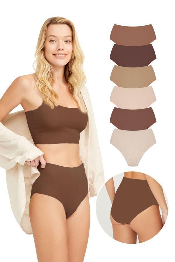 Yüksek Bel Basic Lazer Kesim Bikini Külot 6'lı Paket-2 - Image 1