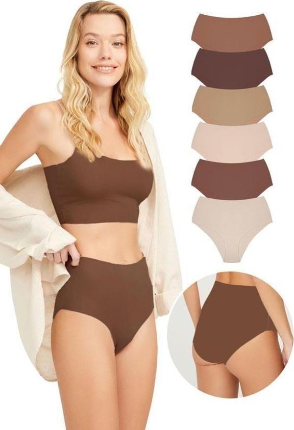 Yüksek Bel Basic Lazer Kesim Bikini Külot 6'lı Paket-2 - Image 1