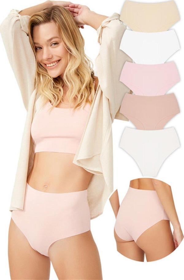 Yüksek Bel Basic Lazer Kesim Bikini Külot 5'li Paket - Image 1