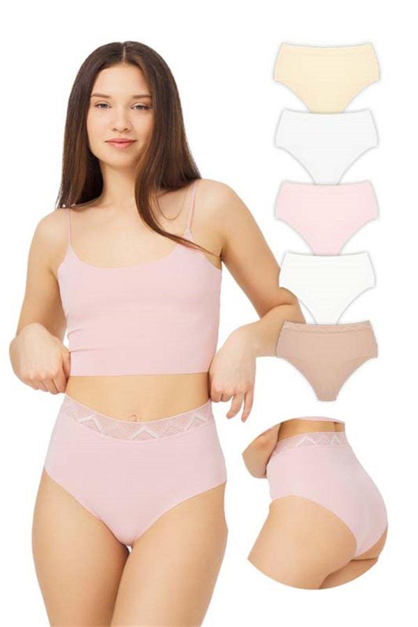 Basic Yüksek Bel Lazer Kesim Bikini Külot 5'li Paket - 2 - Image 1
