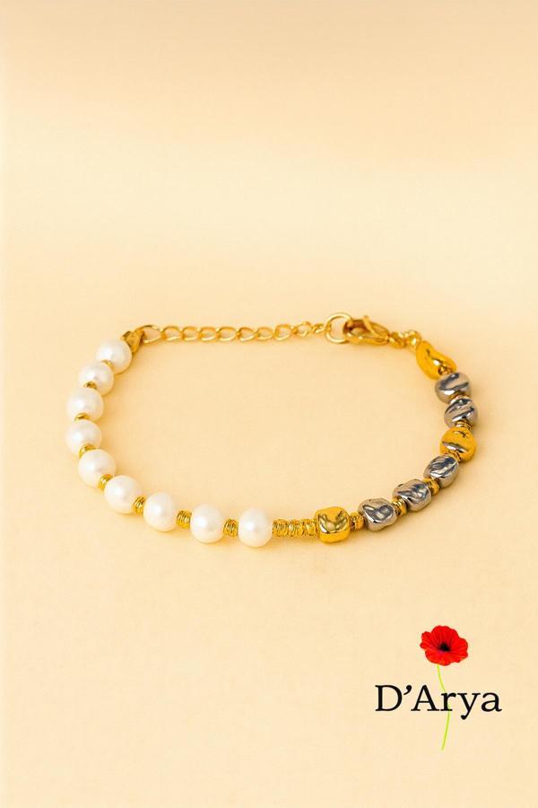 Darya Dd486 İnci & Metal Dorika Boncuklu Bileklik El Yapımı - Image 1