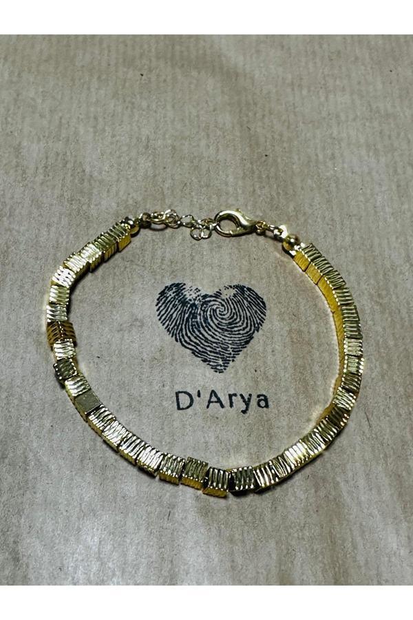 Darya Dd489 Gold Kare / Küp Çizgili Model Bileklik El Yapımı - Image 1