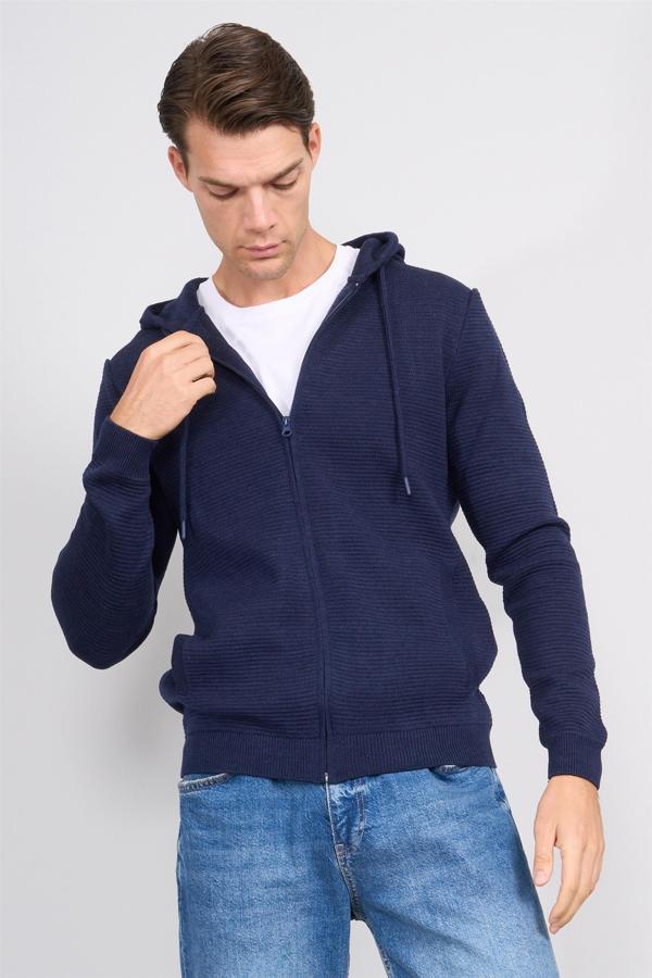 Çetinkaya Mentality 5148 Kapşonlu Regular Triko İndigo - Image 1