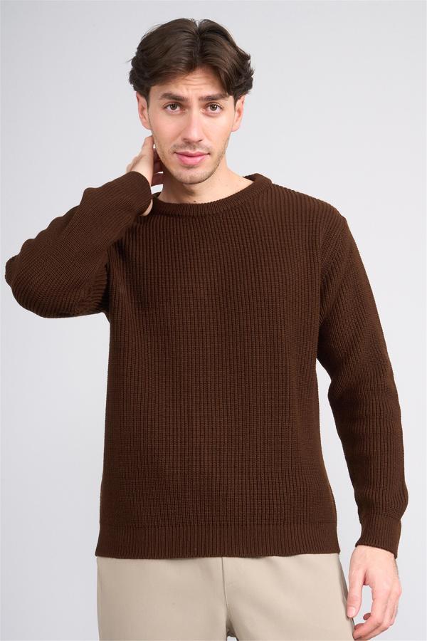 Çetinkaya Mentality 5293 Bisiklet Yaka 2/35 Akrilik Triko Kahve - Image 1