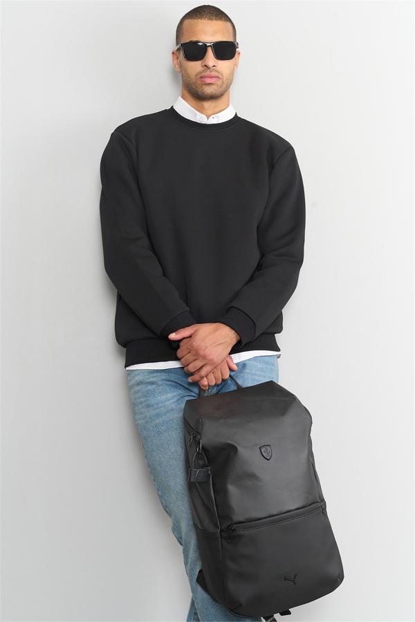 Çetinkaya Mentality 3036 3 İp Bisiklet Yaka Siyah Sweatshirt - Image 1