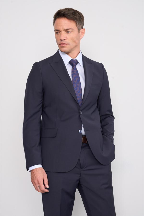 Mentality 9554 Altınyıldız Sivri Yaka Çift Yırtmaçlı Slimfit Takım Elbise Lacivert - Image 1