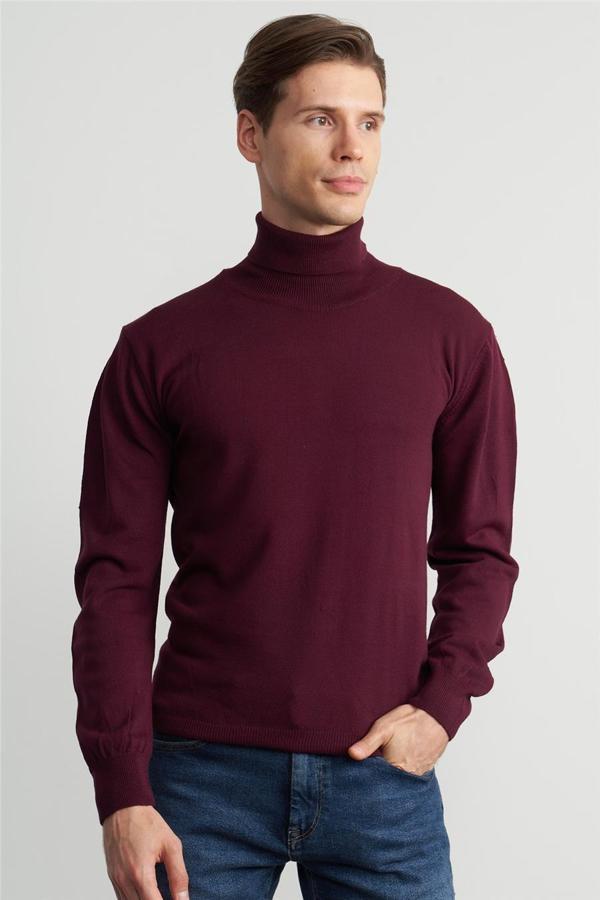 Çetinkaya Mentality 3177 Balıkçı Yaka Basic Triko Mürdüm - Image 1