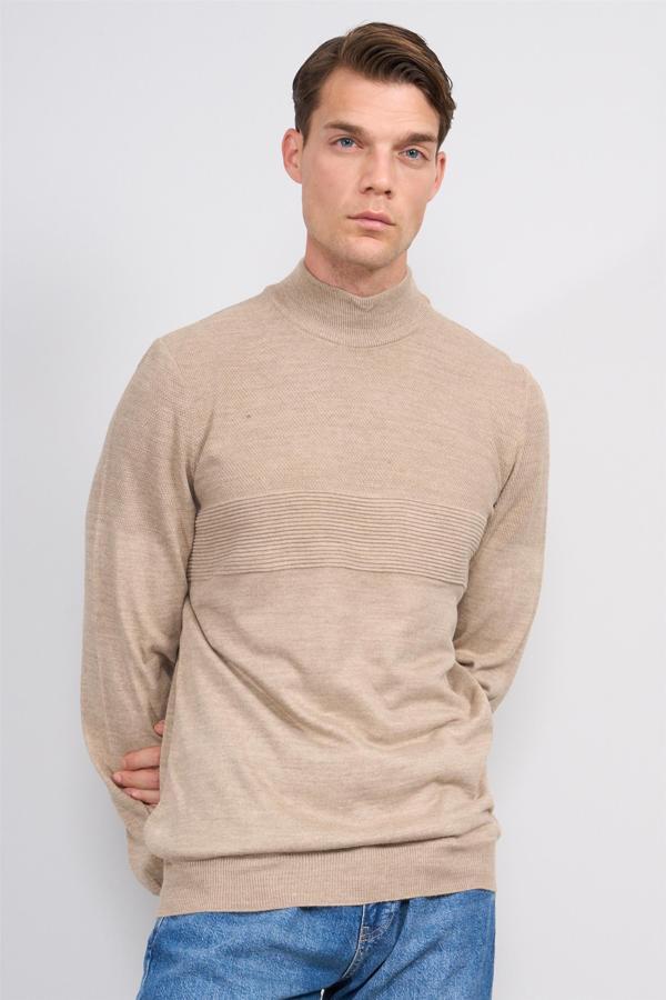 Çetinkaya Mentality 5285 Yarım Balıkçı 1/18 Akrilik Triko Bej - Image 1