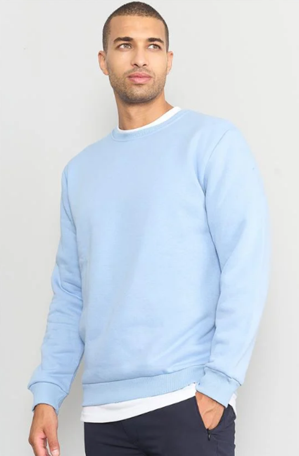 Çetinkaya Mentality 3036 3 İp Bisiklet Yaka Mavi Sweatshirt - Image 1