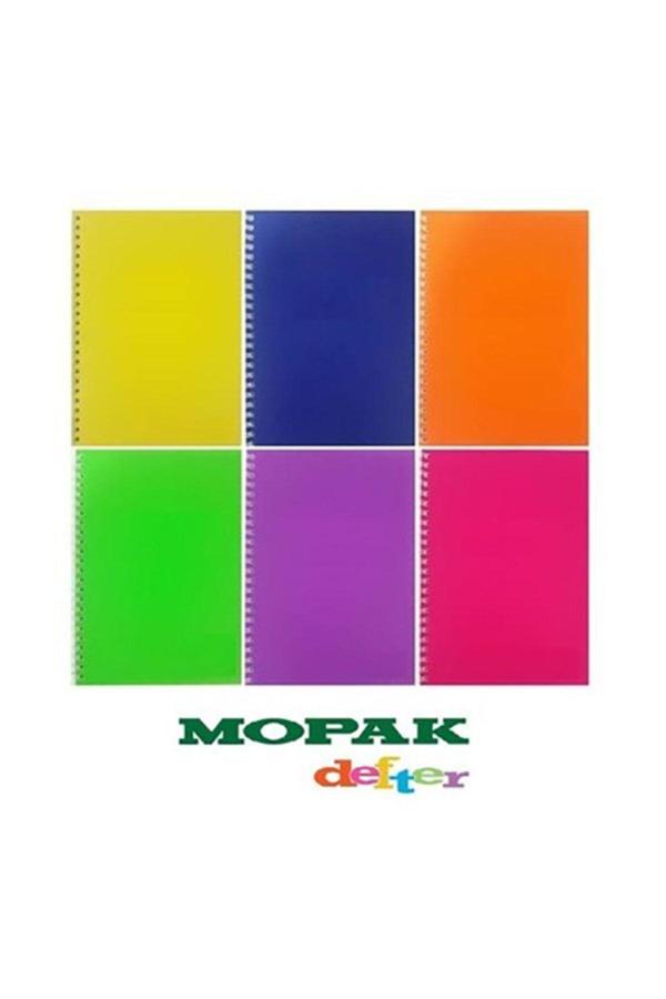 Mopak Spiralli Defter Şeffaf Kapaklı A4  120 Yaprak Çizgili Neon - Image 1