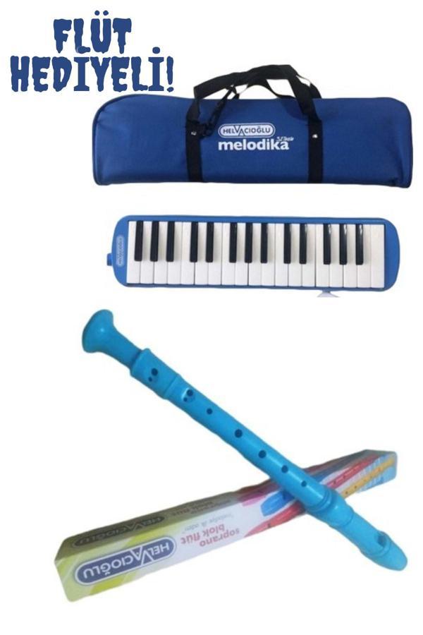 Helvacıoğlu Melodika Mavi 32 Tuşlu Melodika + 1 Adet Mavi Flüt Hediyeli - Image 1