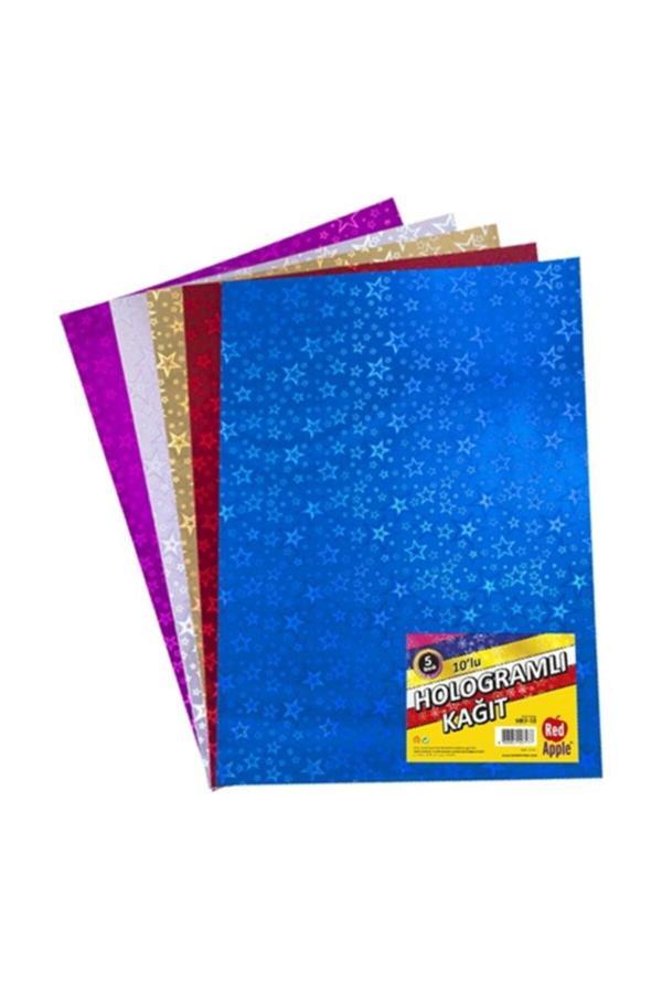 Hobi24 Red Apple A4 10'Lu Yıldızlı Hologramlı Kağıt - Image 1