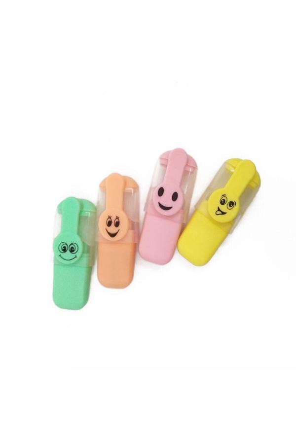 Gıpta Gülen Yüz Mini Pastel 4' Lü Fosforlu Kalem F.K - Image 1