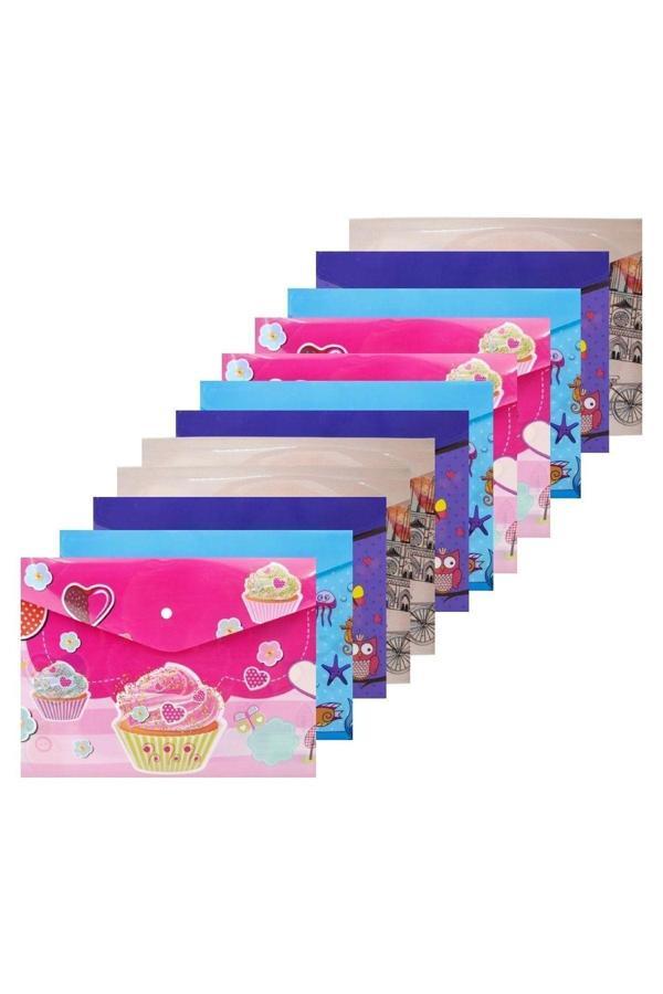 Noki A4 Baskılı Çıtçıtlı Dosya Ödev Dosyası Kız Desenler 12 Adet - Image 1