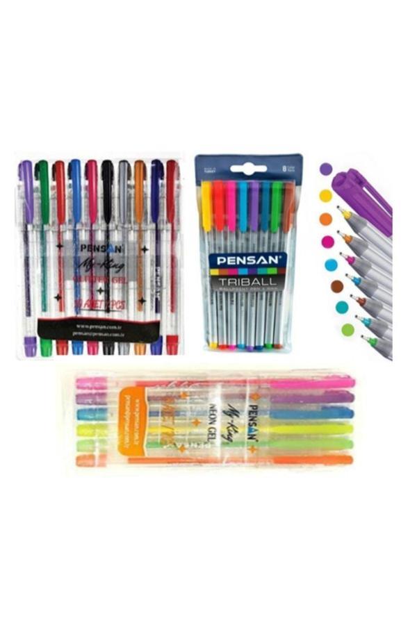 Pensan Simli , Tükenmez , Fosforlu Jel Kalem Seti - Image 1