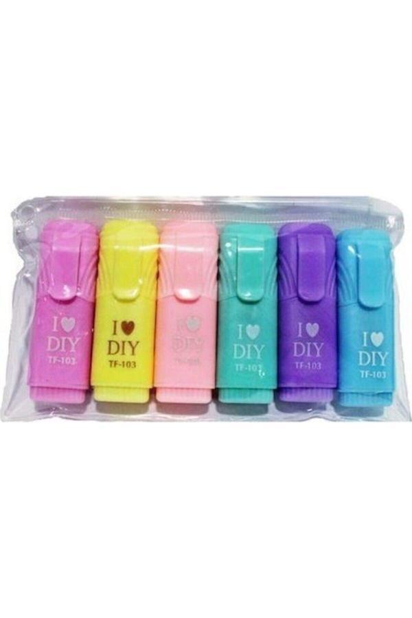 Marla Mini Fosforlu Kalem 6'Lı Kilitli Poşet - Image 1