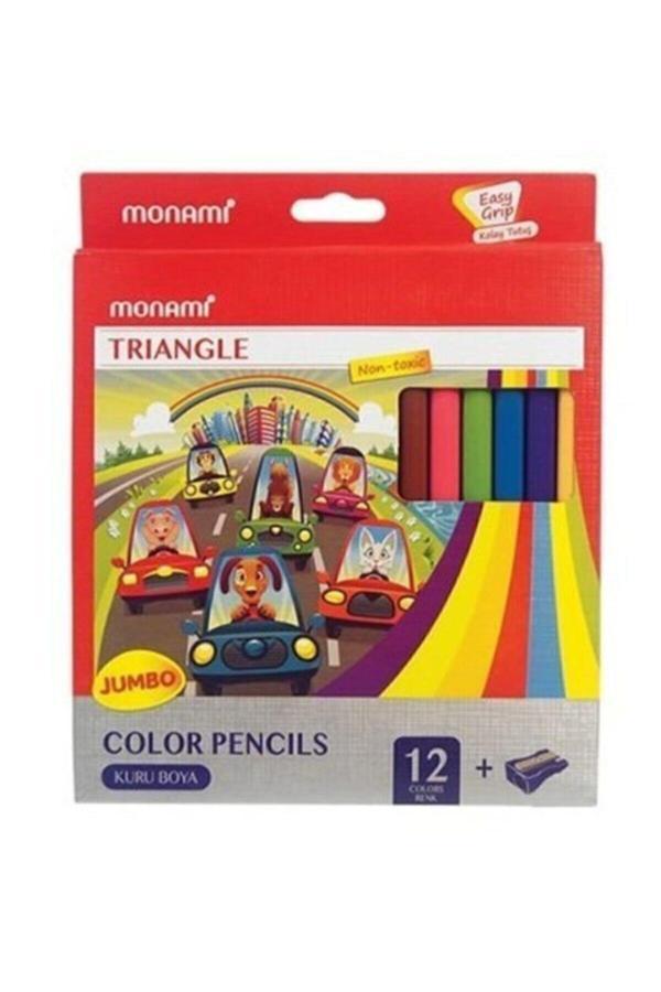 Monami 12'Li Jumbo Üçgen Kuru Boya Kalemi - Image 1