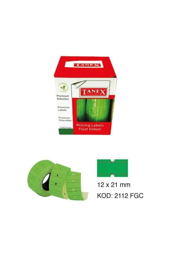 Tanex Etiket 12X21 Florasan Yeşil Florosan 800 Adet 12 Rulo - Image 1