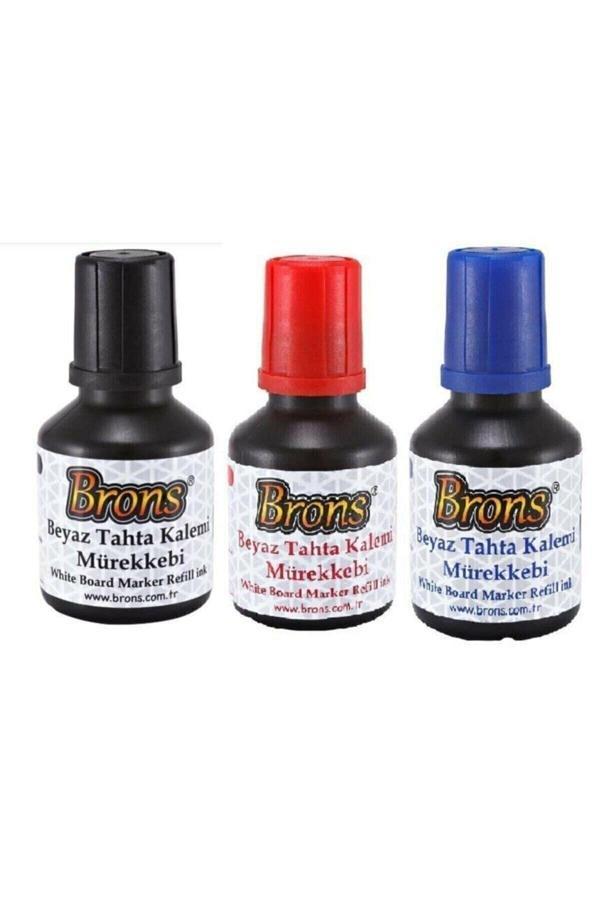 Brons 30 Cc Tahta Kalem Mürekkebi Seti 3 Renk Kırmızı Siyah Mavi Tx - Image 1