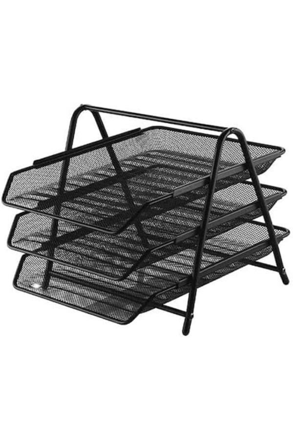 Gingko Eslem Evrak Rafı Metal 3 Katlı Siyah - Image 1
