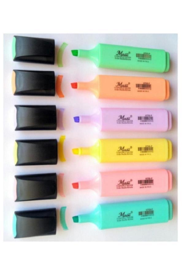 Masis Pastel Renk Fosforlu Işaretleme Kalemi 6 Lı Set - Image 1