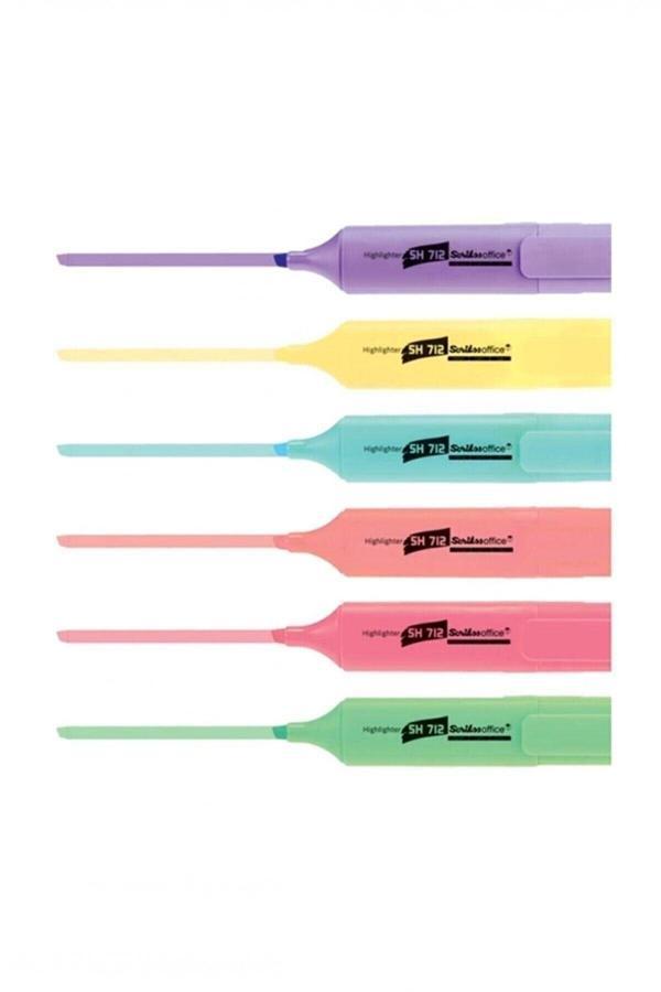Scrikss Fosforlu Kalem 6 Pastel Renk Set-1 - Image 1