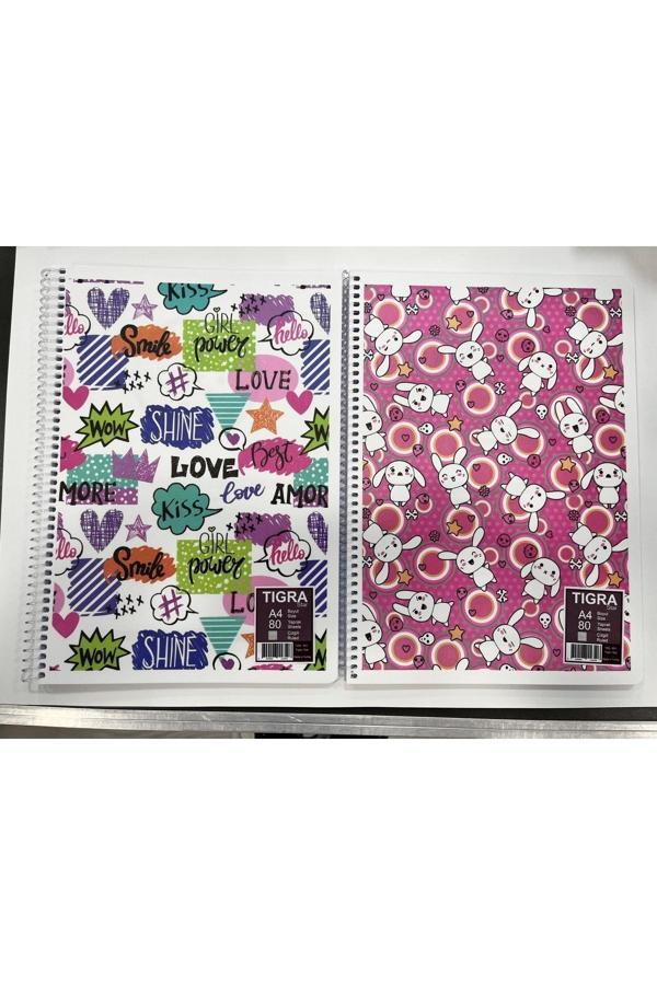 Tigra A4 80 Yaprak Çizgili Spiralli Pp Kapak Harita Metod Defter 2 Adet - Image 1