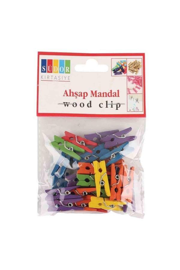 Südor Renkli Ahşap Mandal Küçük Mini Mandal (30 Adet) Bs-99 - Image 1