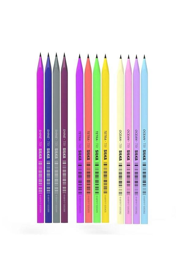 Silka Üçgen Karışık Renkli Kurşun Kalem 6'Li - Image 1