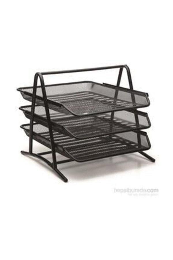 Bion Evrak Rafı Perfore 3 Lü Siyah Evrak Rafı - Image 1