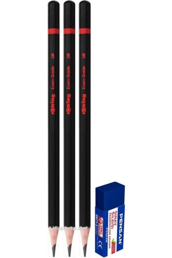 Rotring Kurşun Kalem 2B Siyah Sınav Kalemi 3 Adet - Image 1