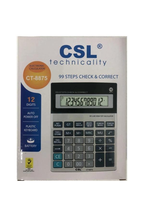 Caslo Ct-8875 12 Hane Hesap Makinesi Metal Yüzey - Image 1