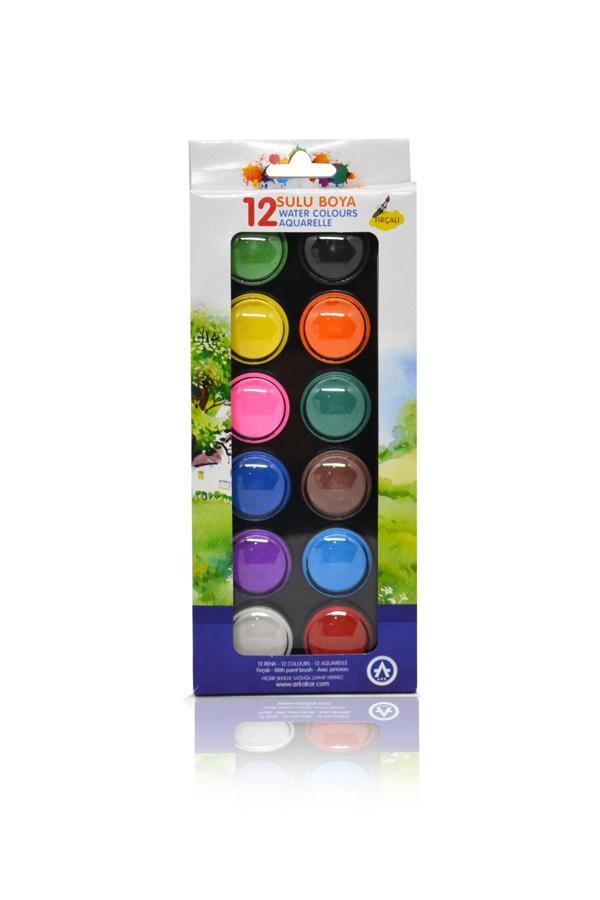 Ark 12 Renk Pastel Renklerde Sulu Boya ( Fırçalı ) - Image 1