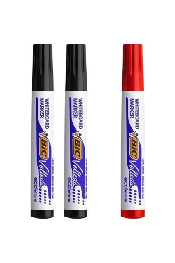 Bic Velleda Tahta Kalemi Seti - 2 Siyah + 1 Kırmızı - Image 1