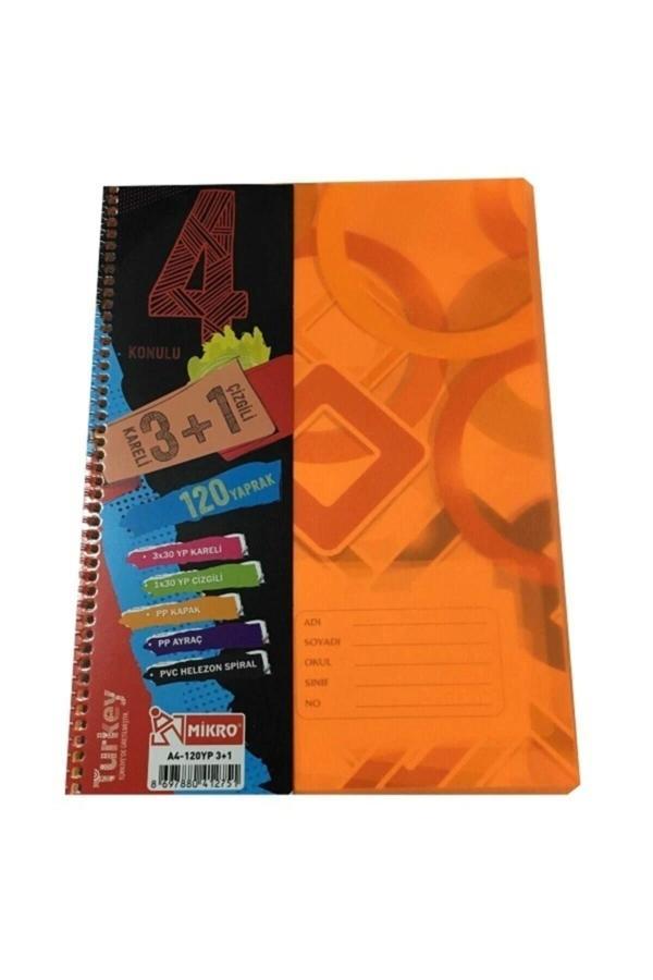 Mikro A4-120 Yaprak Ekonomik 3+1 Ayraçlı Okul Deft - Image 1