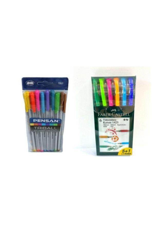 Faber Castell Tükenmez Kalem 1425 Fc. 6'Lı Renk Ve Pensan Trıball 8'Li Renk - Image 1