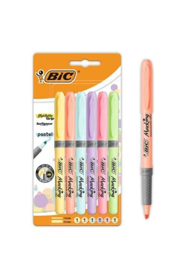 Bic Marking Highlighter Grip Pastel 6'Lı Blister Fosforlu Kalem - Image 1