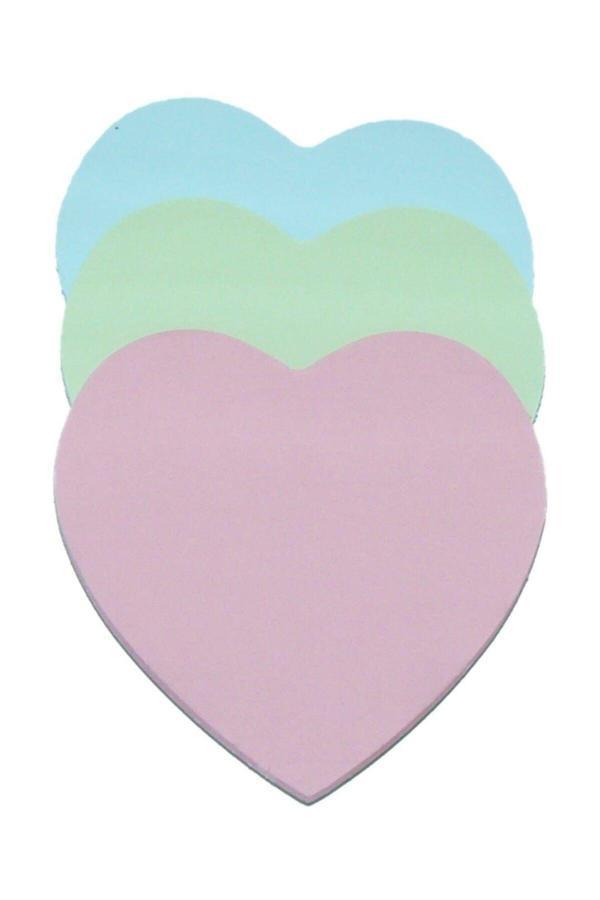 Südor Yapışkanlı Not Kağıdı Kalp Şekilli Pastel Renkler 3 Renkli Index - Image 1