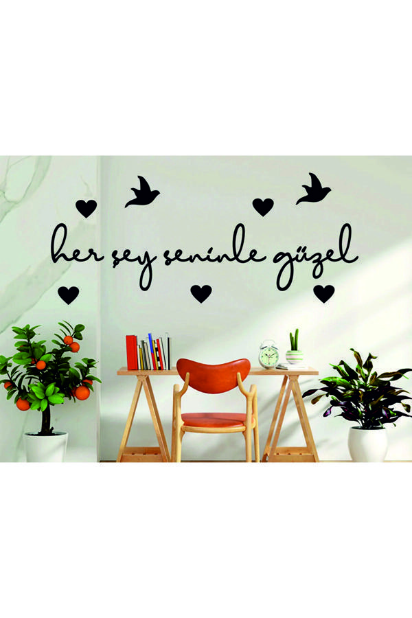 Dekor Treni Her Şey Seninle Güzel1 Duvar Dekor Sevgi Yazısı - Image 1