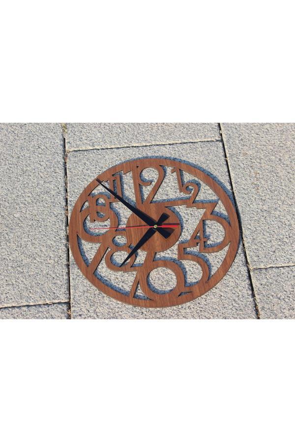 Dekor Treni Geometrik Rakamlı Dekoratif Ahşap Duvar Saati Saati - Image 1