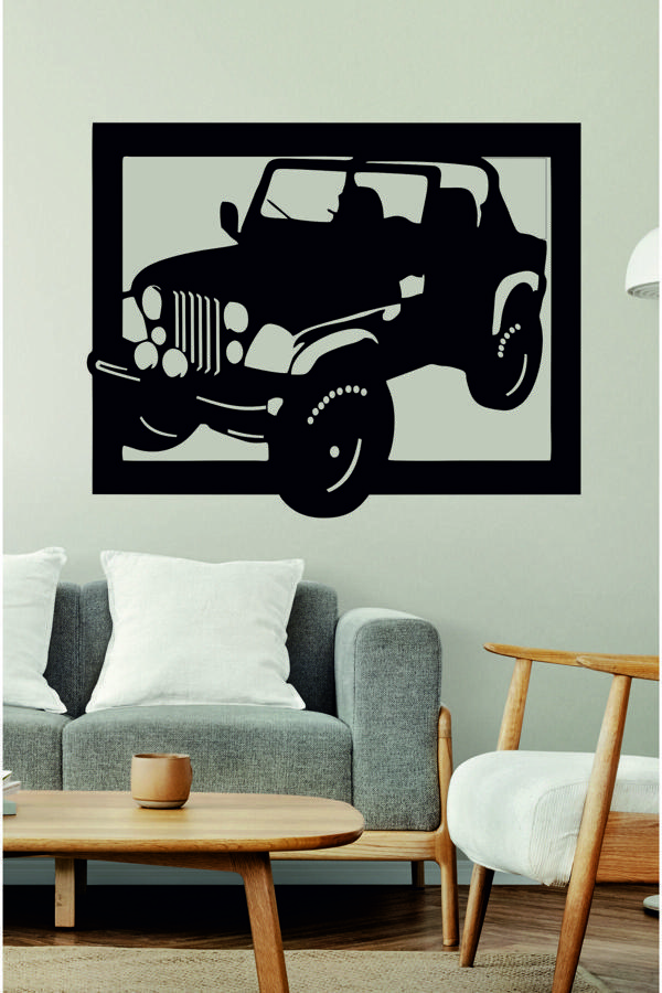 Dekor Treni Üstü Açık Jeep Dekoratif Ahşap Duvar Dekoru - Image 1
