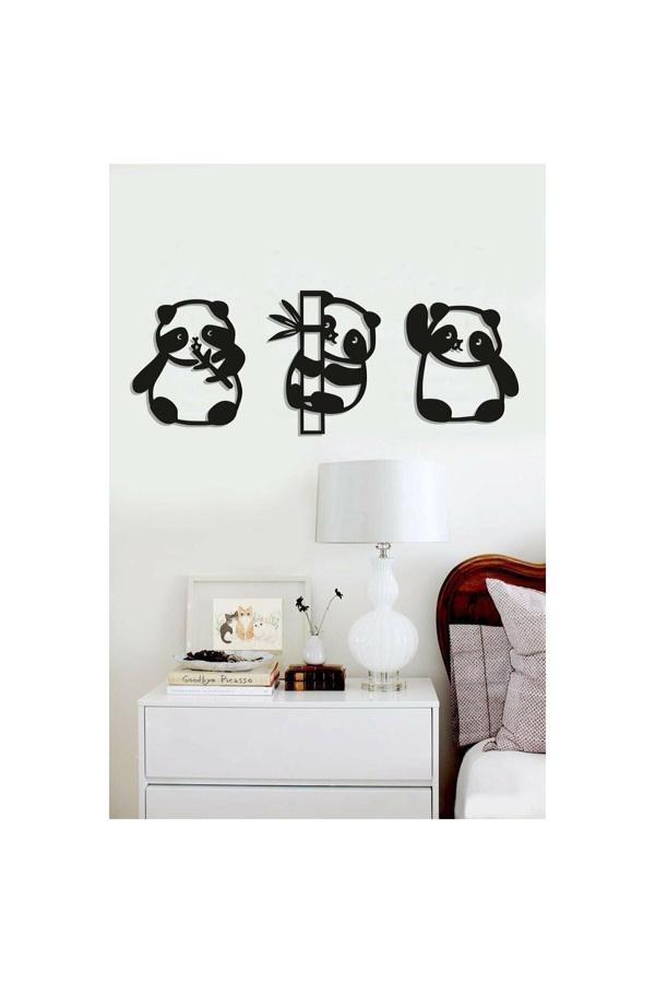 Ensa Design 3'Lu Yavru Panda Duvar Dekoru - Duvar Süsü - Çocuk Odası Konsepti 50 X 22Cm - Image 1