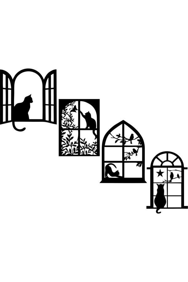 İlk Hediyem 4'Lü Kedi Dekoratif Ahşap Duvar Dekoru - Image 1