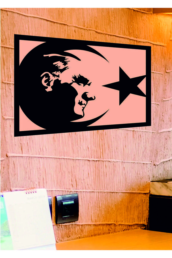 İlk Hediyem Atatürk Ve Ay Yıldız Dekoratif Ahşap Tablo - Image 1