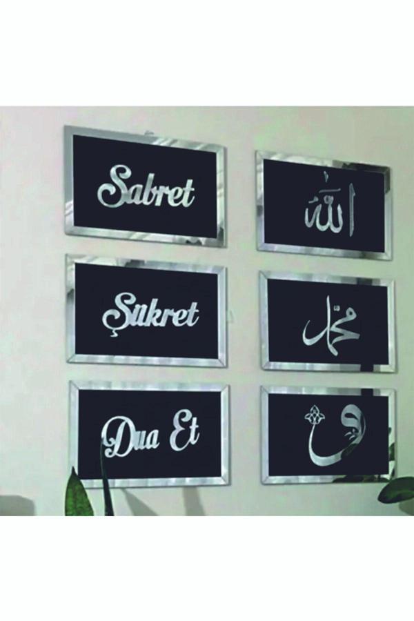 İlk Hediyem Silver Sabret Şükret Dua Et Allah Muhammed Ve Vav 6'Lı Set - Image 1