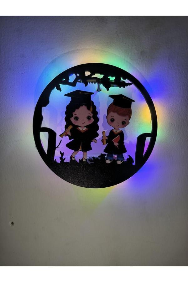 Dekor Treni Öğrenci Resimli Ledli Gece Lambası - Image 1