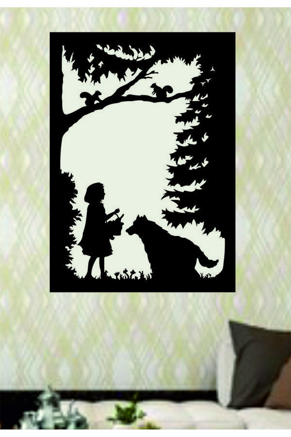 İlk Hediyem Kırmızı Başlıklı Kız Ve Kurt Dekoratif Ahşap Tablo - Image 1