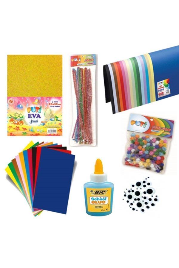Puti Anaoklu Etkinlik Seti,Fon Kartonu,Simli Eva,Oynar Göz,Şönil ,Elişi Kağıdı,Ponpon 10 Mm,Yapıştırıcı - Image 1