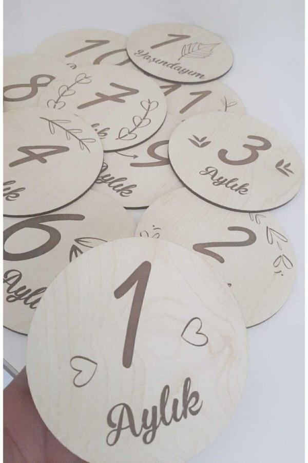 Trend Meta 12 Aylık Plak Seti Ahşap Bebek Fotoğraf Kartları - Image 1