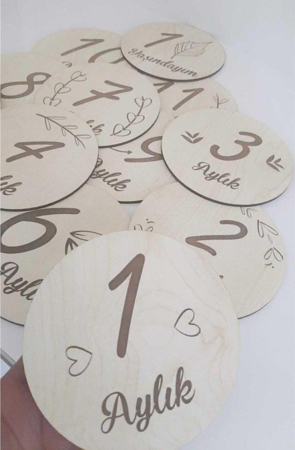 Trend Meta 12 Aylık Plak Seti Ahşap Bebek Fotoğraf Kartları - Image 1